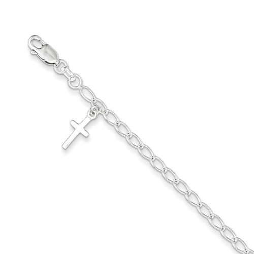 Sterling silver CroSterling silver Charm Childrens Bracelet - 6 in. - Lobster Claw