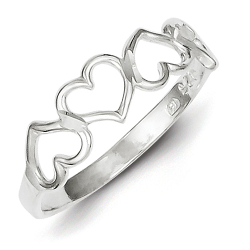 Sterling Silver Diamond-Cut Heart Ring