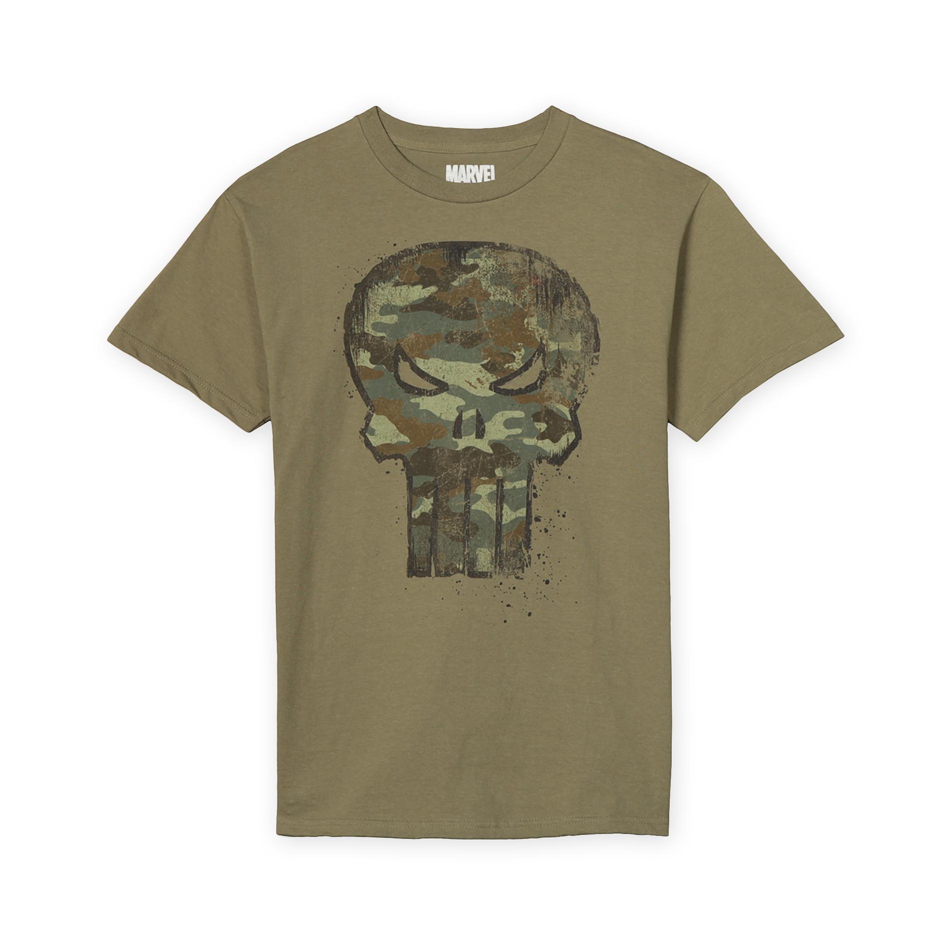 Marvel Young Men's Punisher Logo Graphic T-Shirt - Camouflage