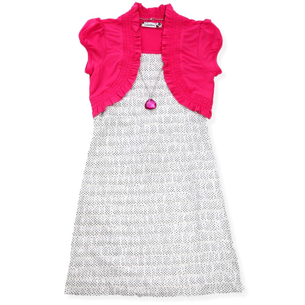 Speechless Girl's Tiered Dress & Pendant Necklace - Polka Dots
