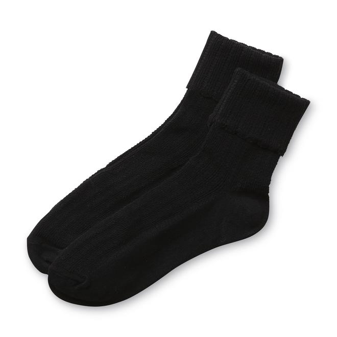 Basic Editions Women's 2Pairs NonBinding Socks Scalloped
