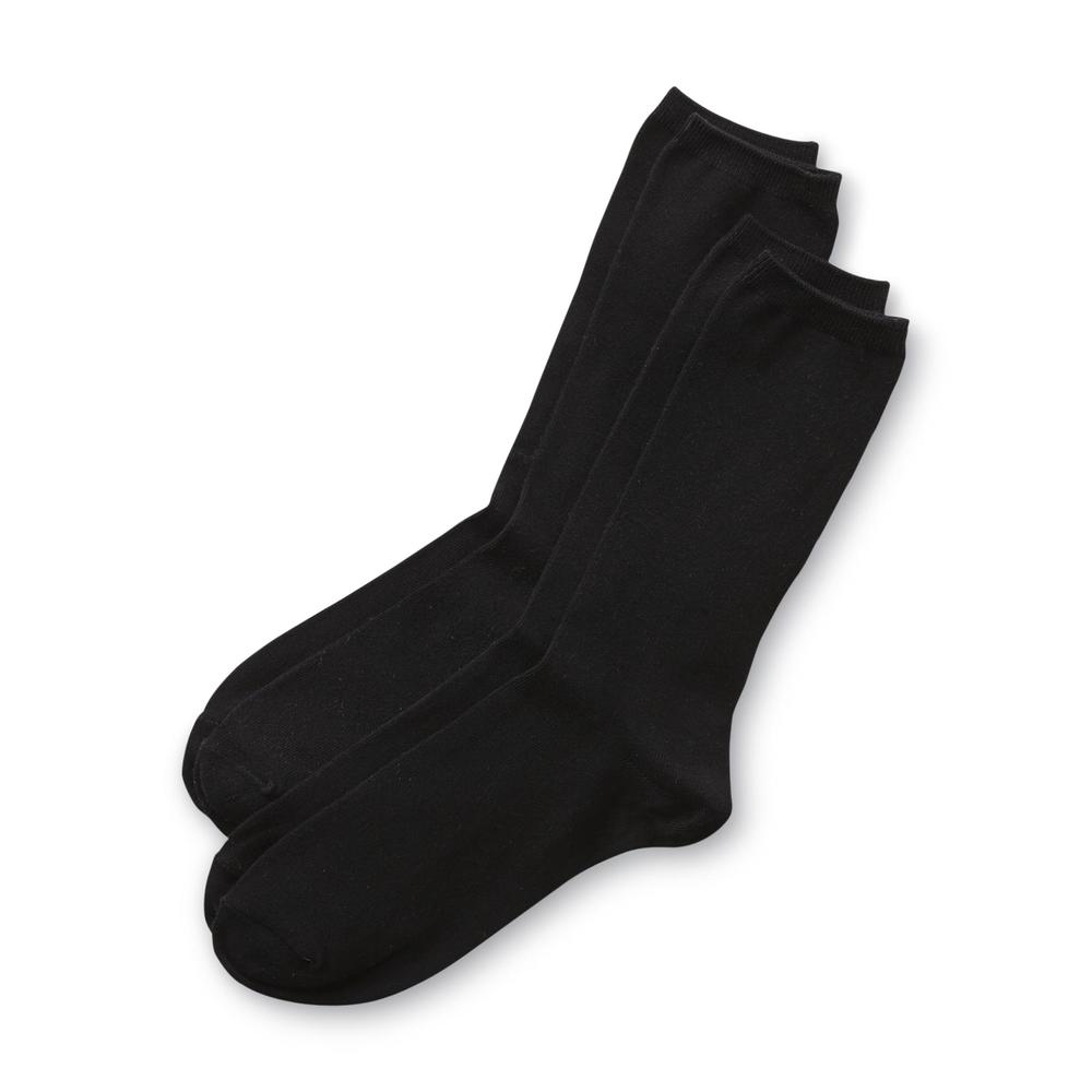 Basic Editions Women's 2-Pairs Smooth Knit Crew Socks