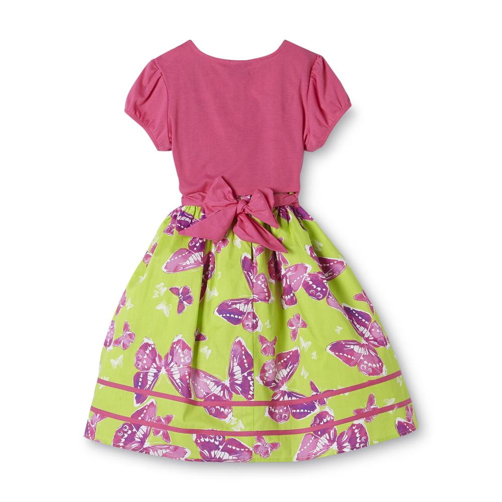 Holiday Editions Girl's Poplin Dress & Knit Shrug - Butterflies