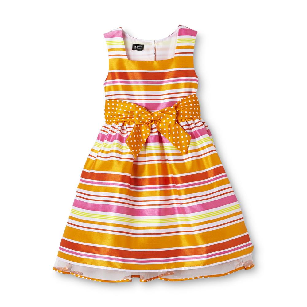 Holiday Editions Girl's Sleeveless Dress - Stripes & Polka Dot