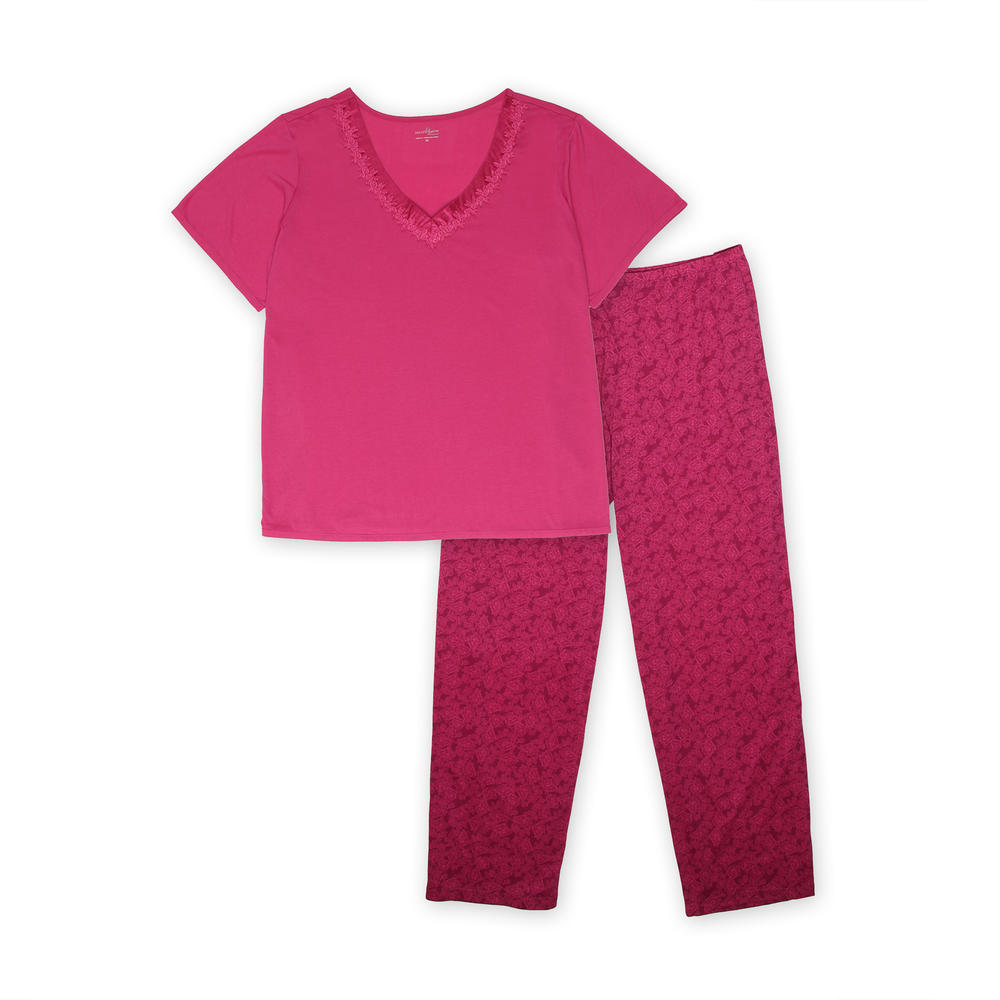 Jaclyn Smith Women's Pajama Top & Pants - Roses