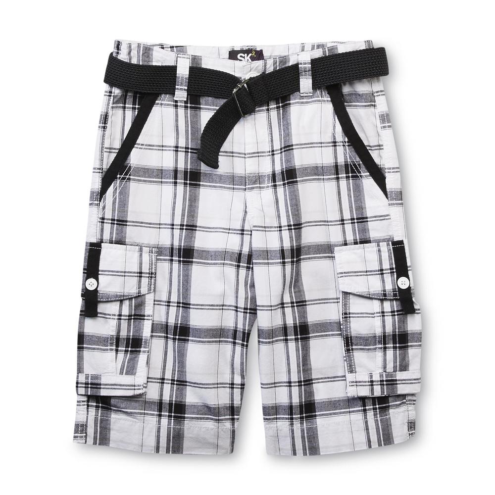 SK2 Boy's Cargo Shorts & Belt - Plaid