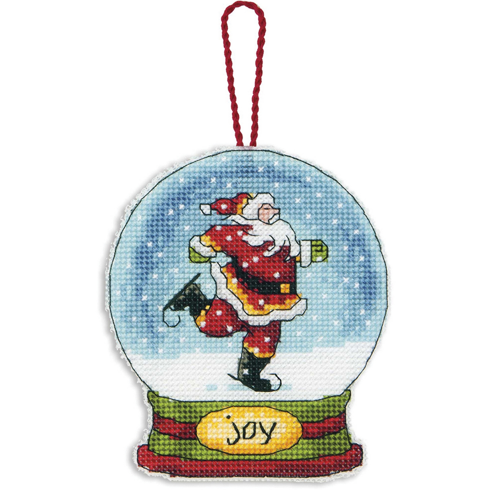 Joy Snowglobe Counted Cross Stitch Kit-3-3/4"X4-1/2" 14 Count Clear Plastic