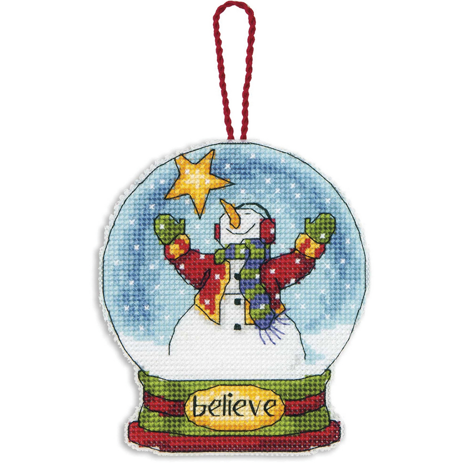 Believe Snowglobe Counted Cross Stitch Kit-3-3/4"X4-1/2" 14 Count Clear Plastic