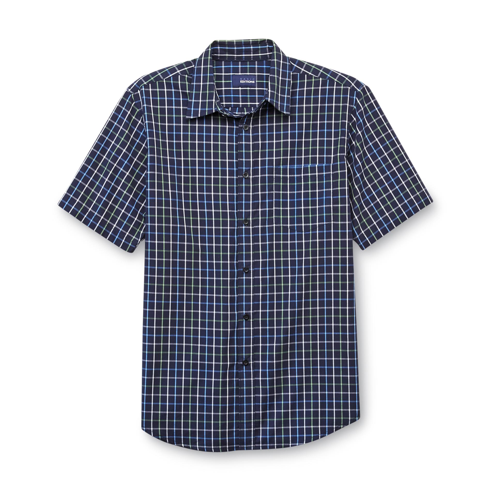 Basic Editions Men's Big & Tall Easy Care Woven Shirt - Plaid