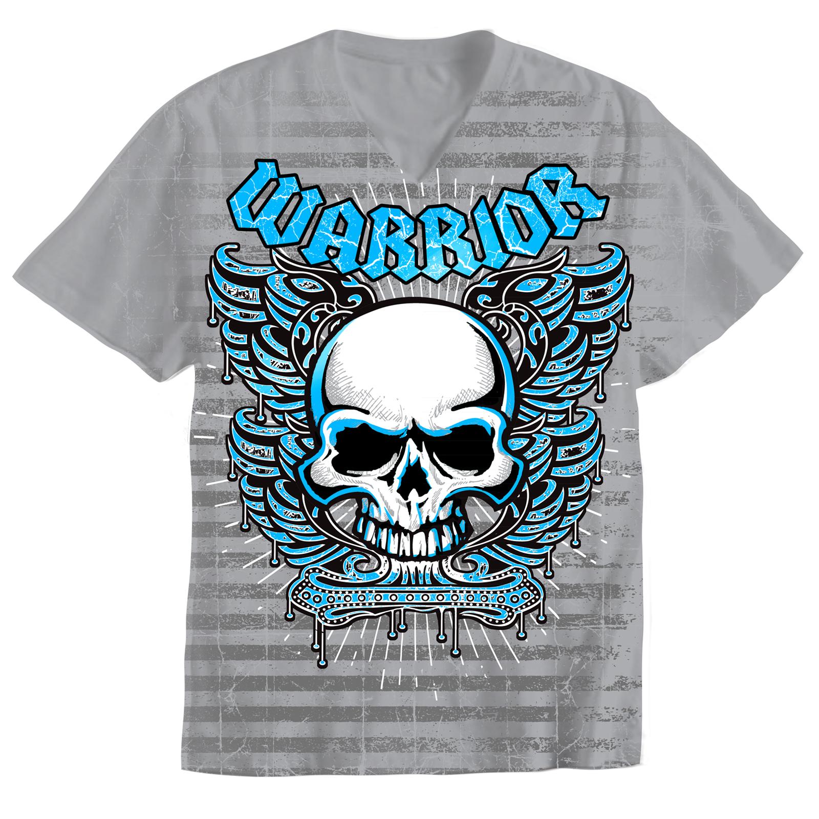 SK2 Boy's V-Neck Graphic T-Shirt - Warrior Skull