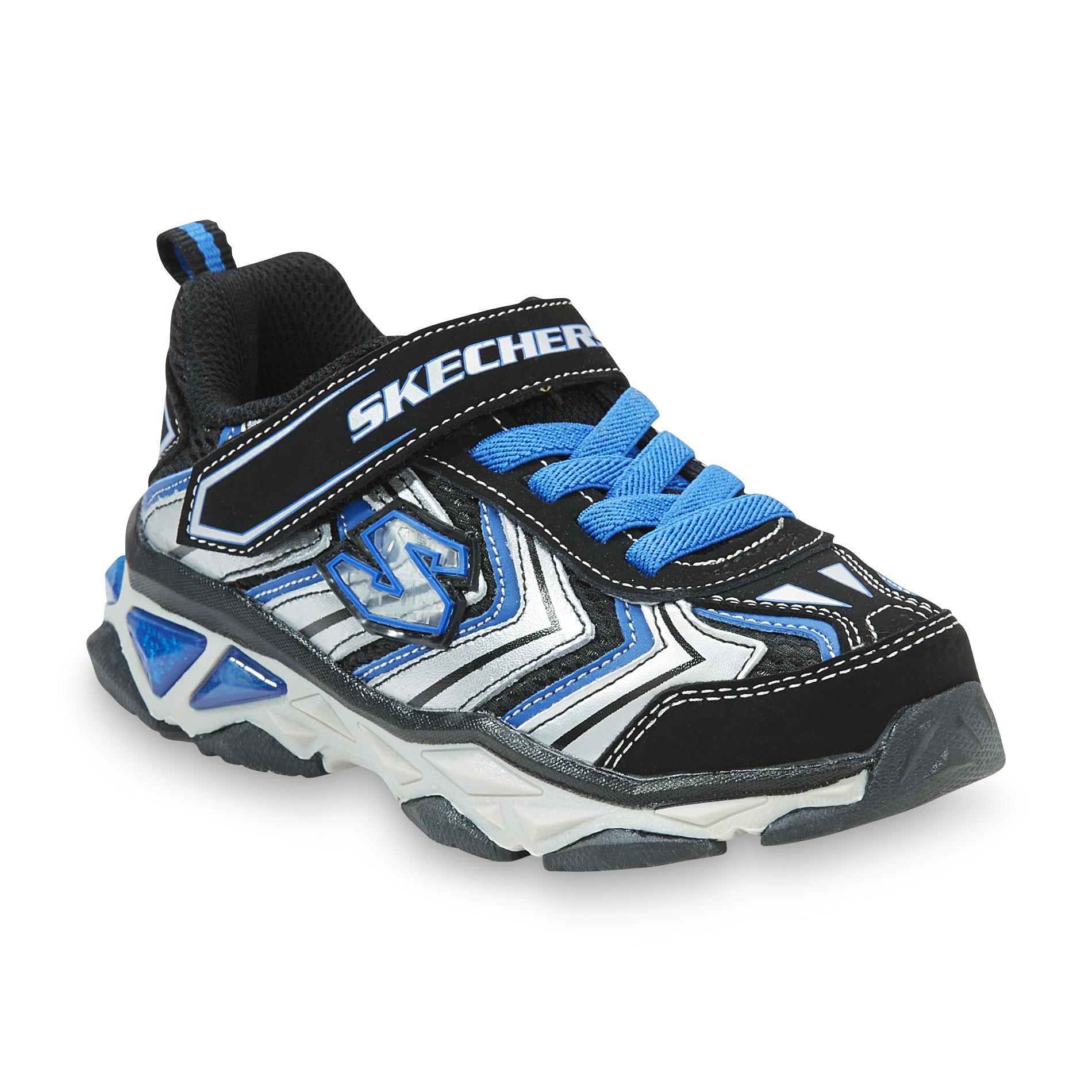 Skechers Boy's S Lights Lova Black/Blue Athletic Shoe