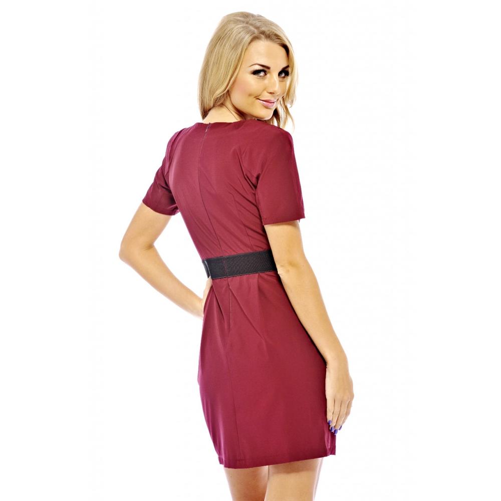 AX Paris Women's Band Belted Two In One Burgundy Dress