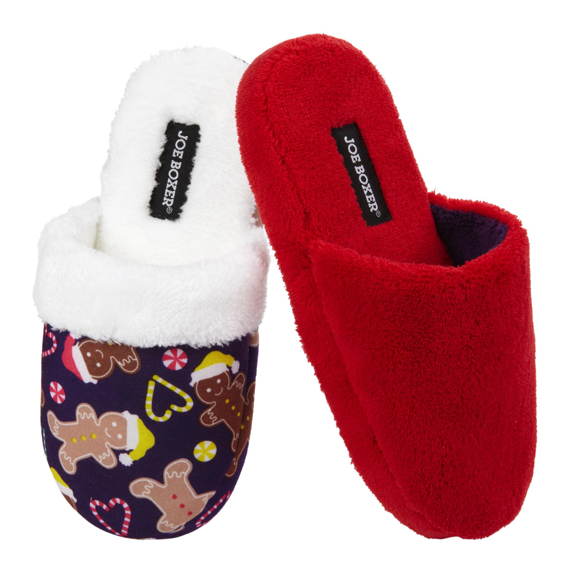 Joe Boxer Women's Slipper Holly Gingerbread Blue