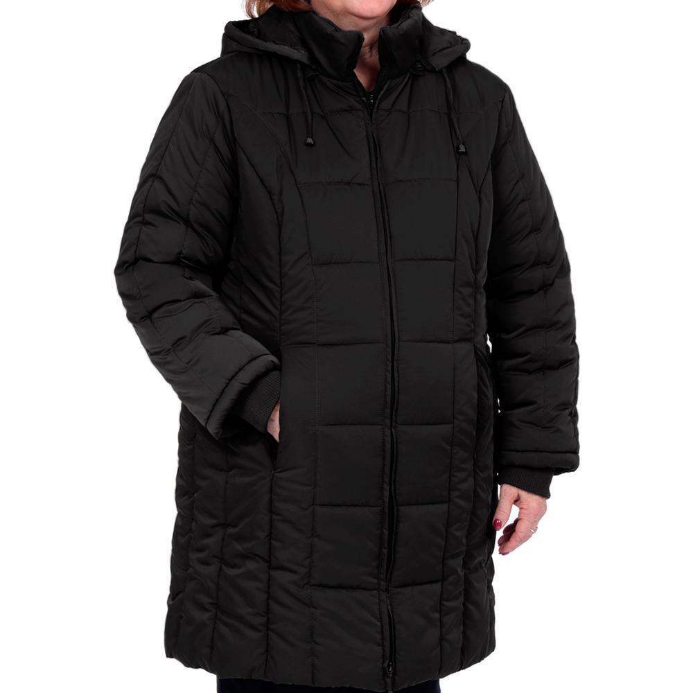 R&O Women's Plus Mid Calf Quilted Coat - Online Exclusive