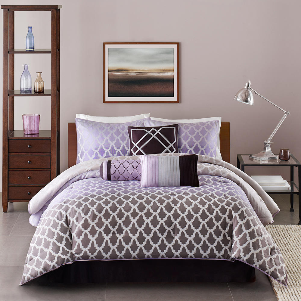 Madison Classics Bailey 7 Piece Cal King Comforter Set in Purple