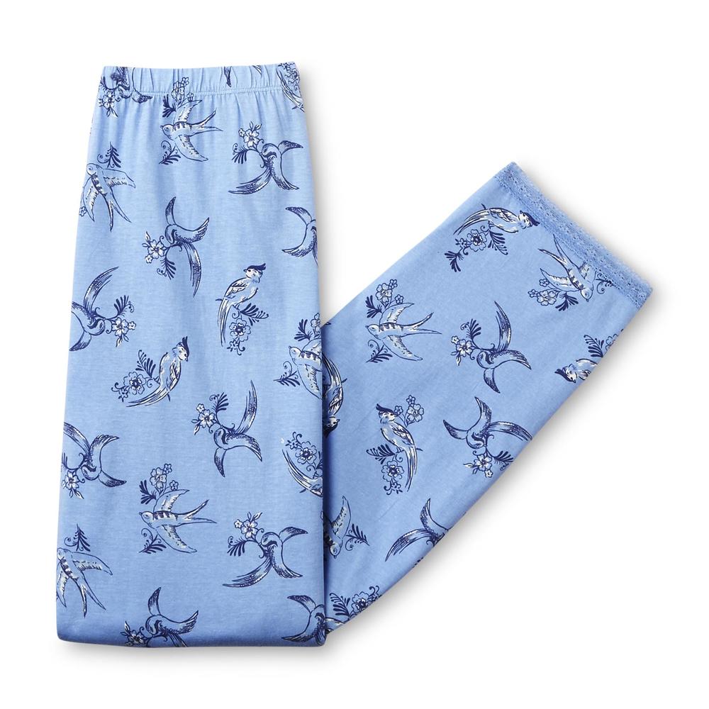 Laura Scott Women's Lace Trim Pajama Top & Pants - Birds