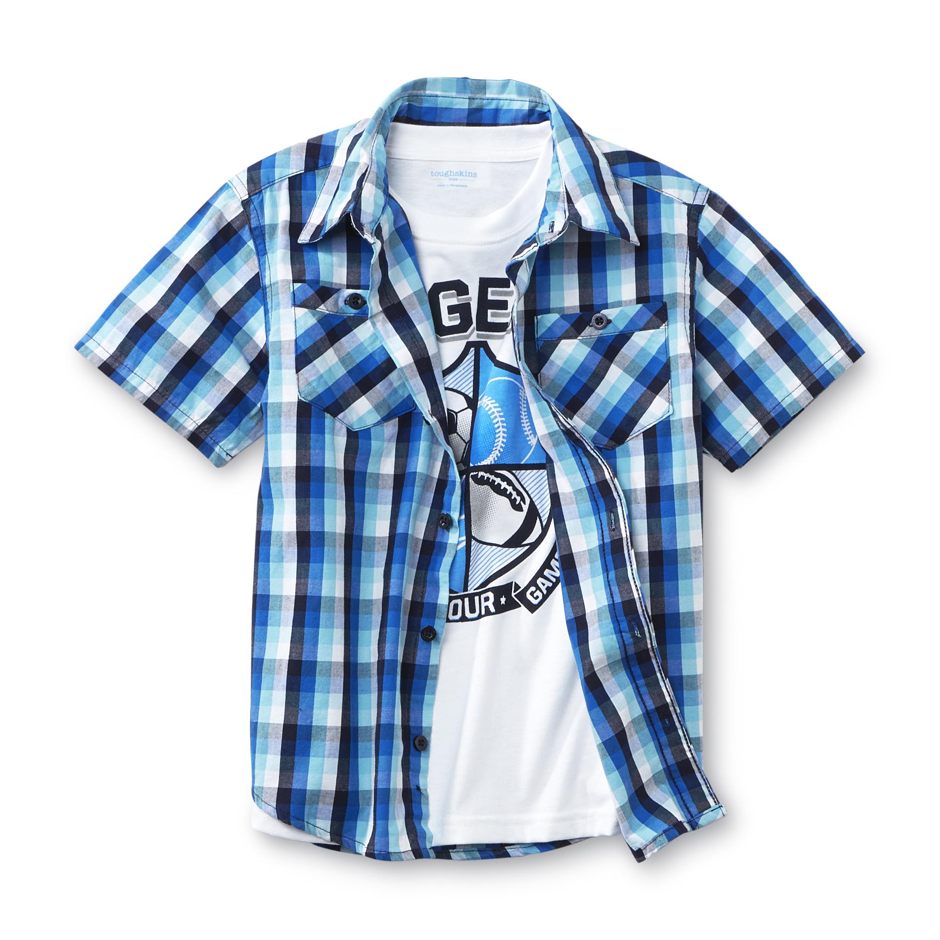 Toughskins Boy's Button-Front Shirt & Graphic T-Shirt - Sports