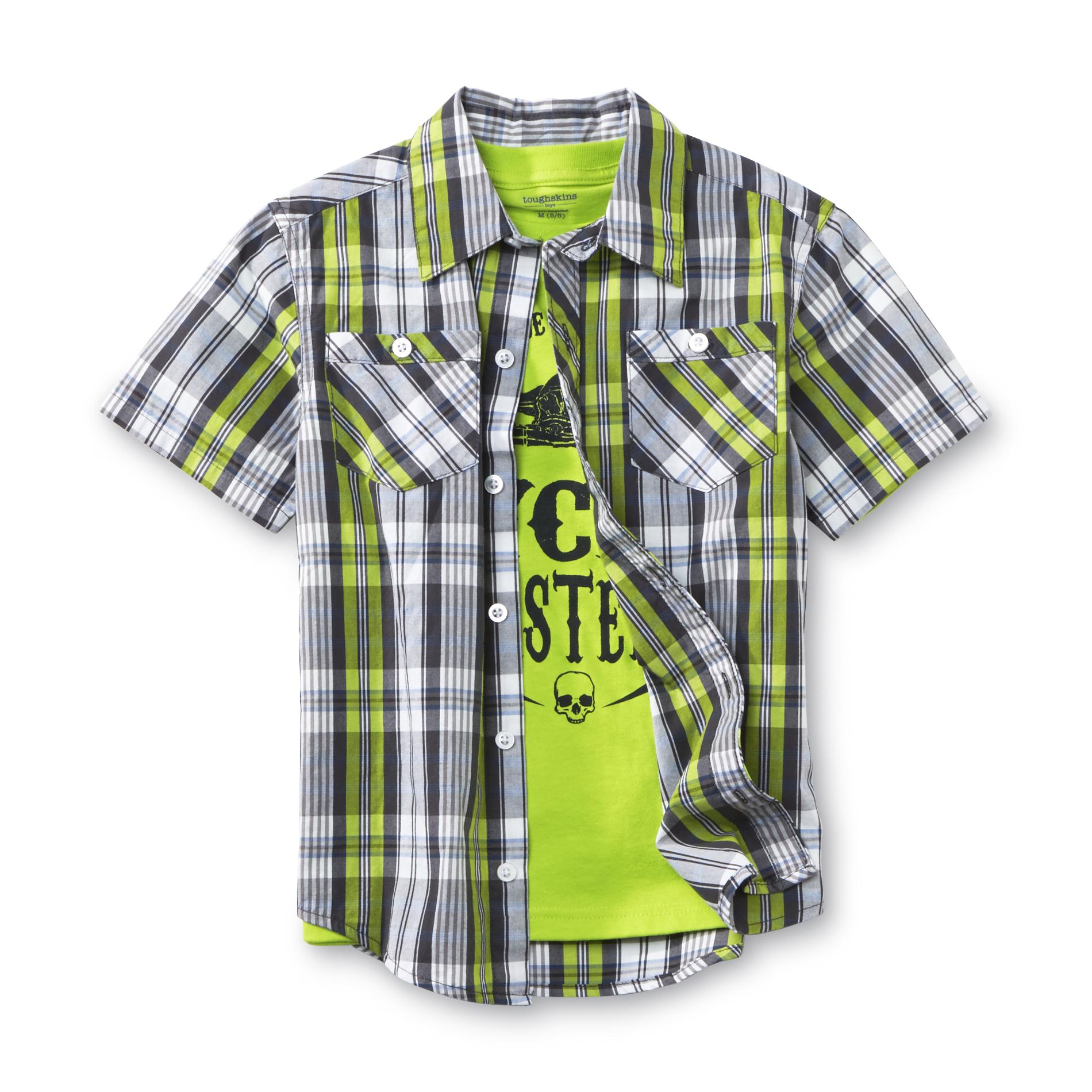 Toughskins Boy's Button-Front Shirt & Graphic T-Shirt - Motorcycle