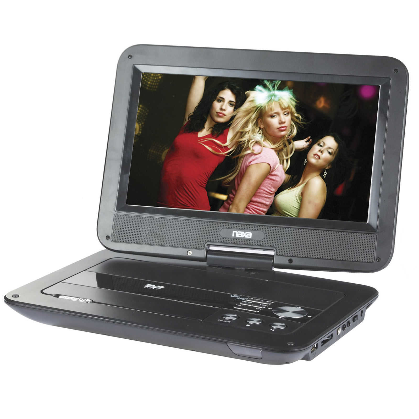 Naxa 97083555M 10" TFT LCD Swivel Screen Portable DVD Player with USB/SD/MMC Inputs