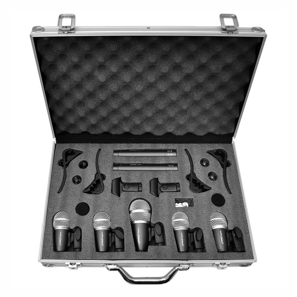 Pyle 97079868M 7 Microphone Wired Drum Kit with Carry Case & Mounting Accessories