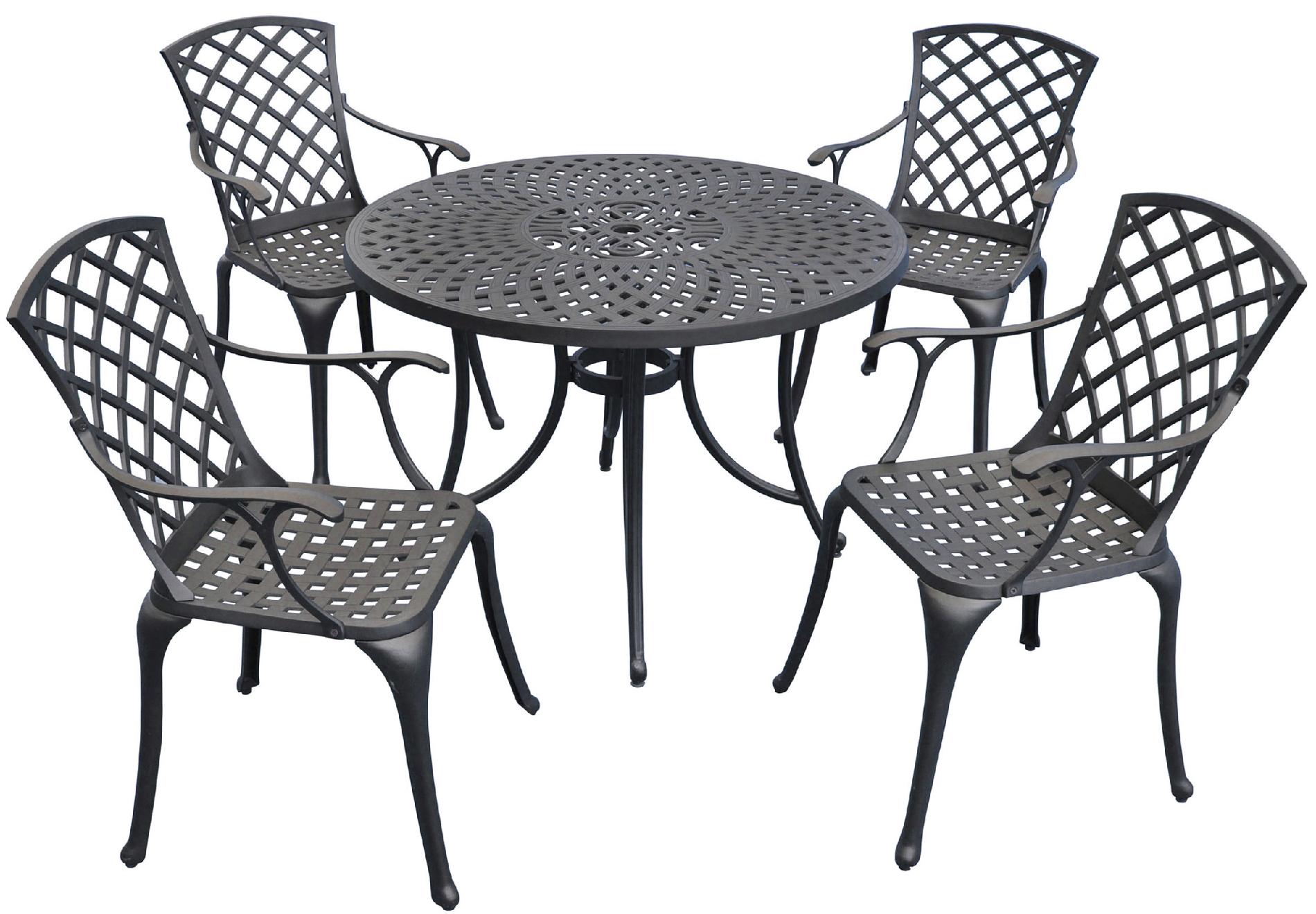 Crosley Outdoor Sedona Five Piece Cast Aluminum Outdoor Dining Set with High Back Arm Chairs