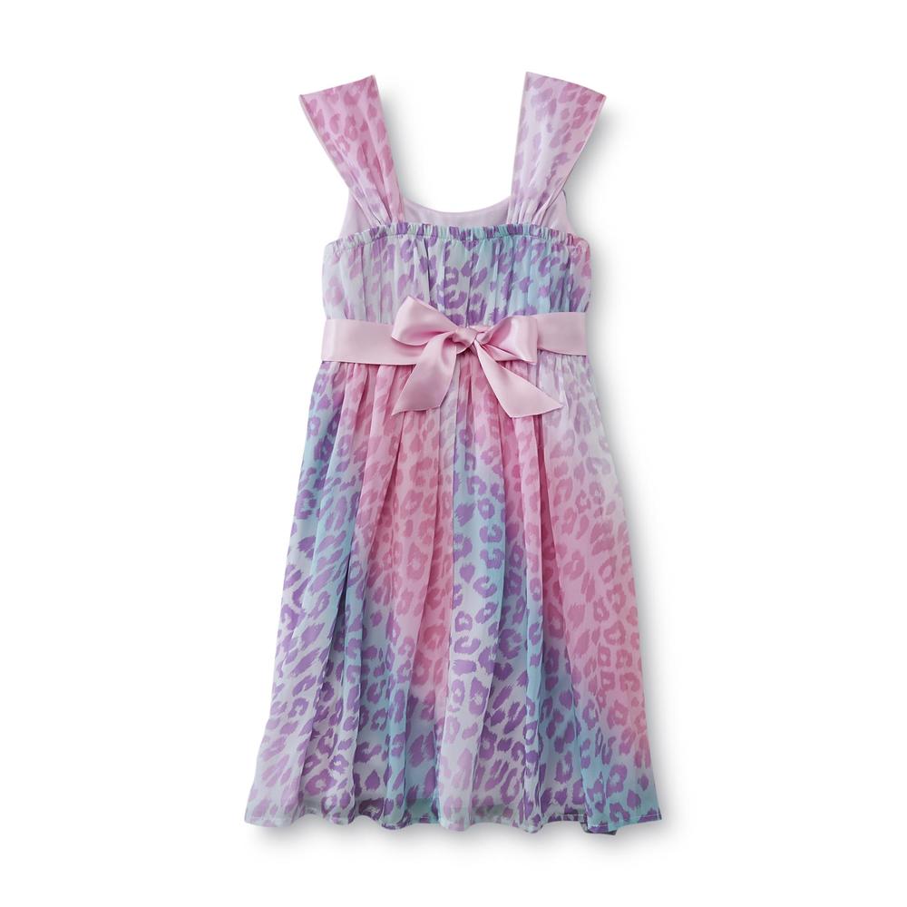 Holiday Editions Girl's Chiffon Ruffle Dress - Ombre Leopard Print