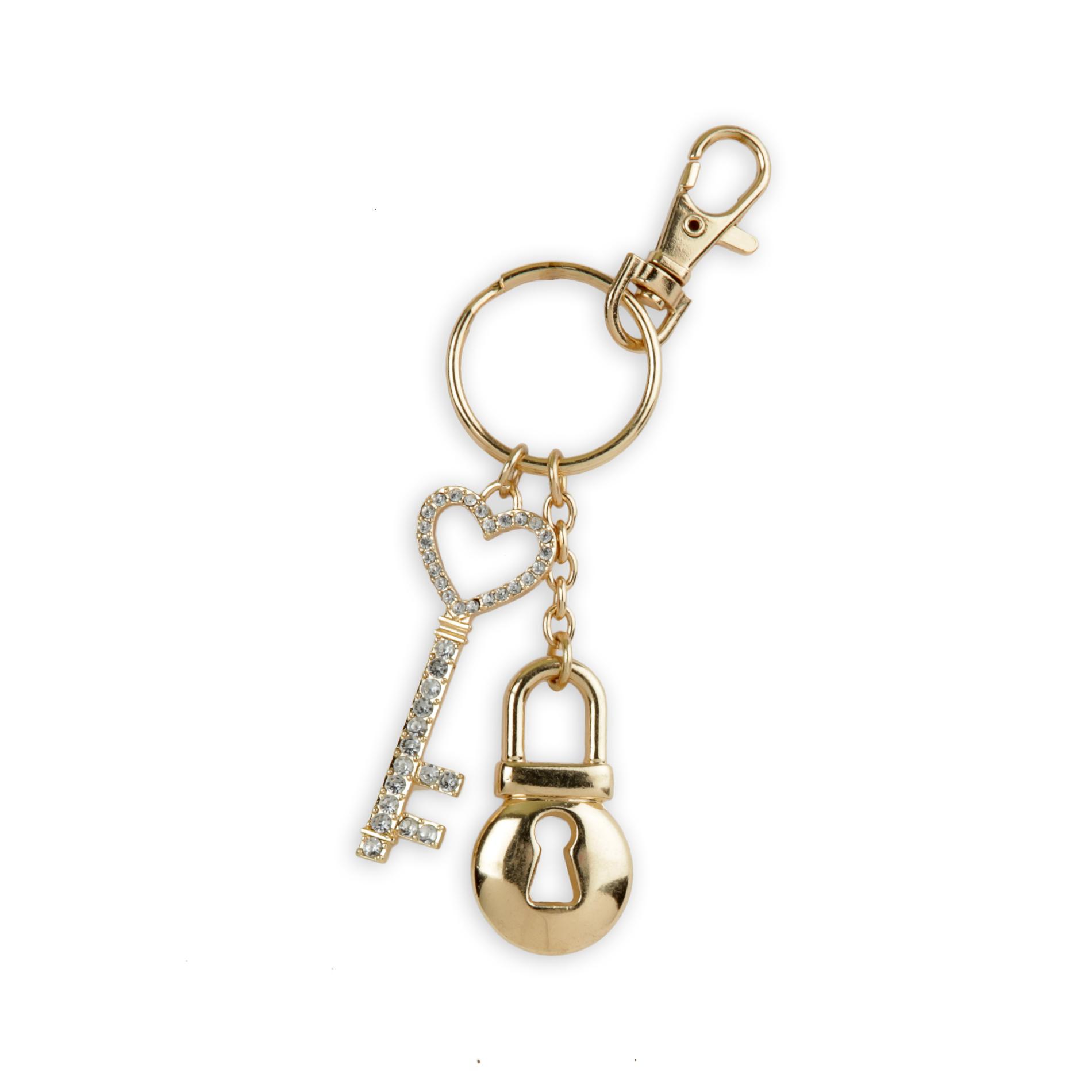 Women's Goldtone Key Chain - Lock & Key Charm