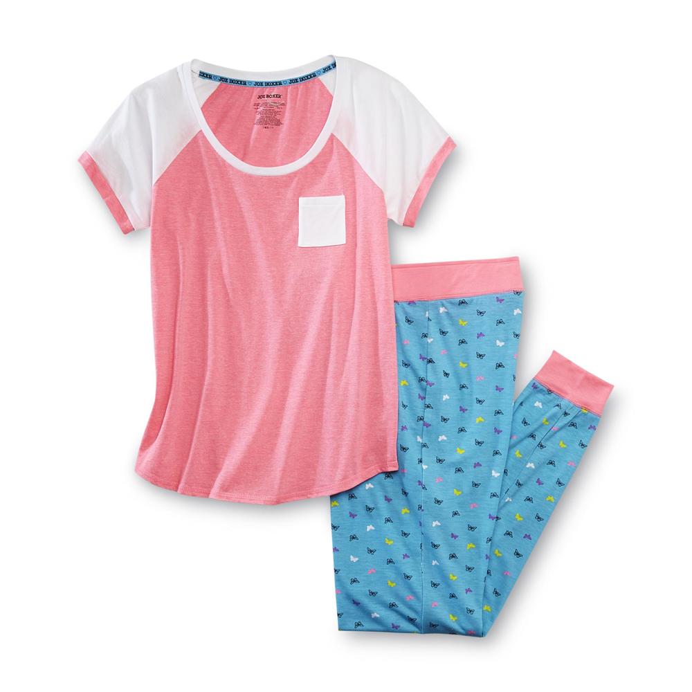Joe Boxer Women's Colorblock Pajama Top & Pants - Butterfly