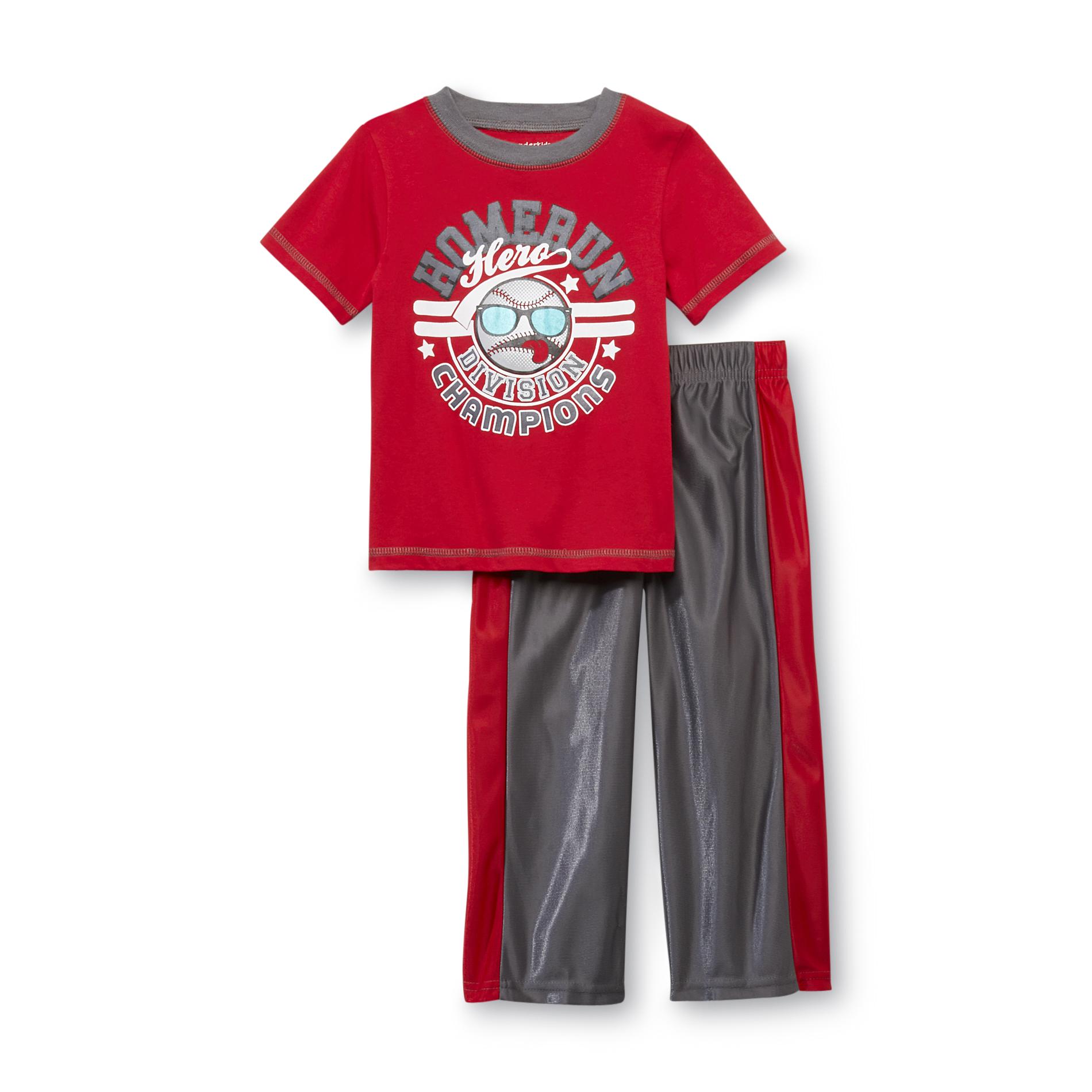 WonderKids Toddler Boy's Graphic T-Shirt & Track Pants - Home Run Hero