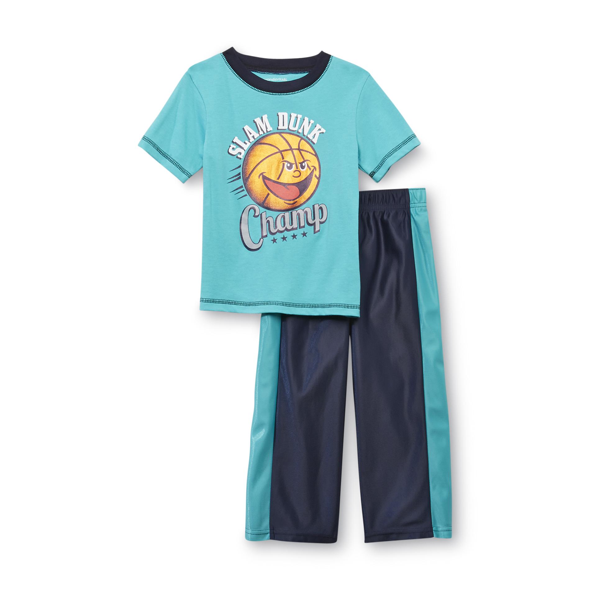 WonderKids Toddler Boy's Graphic T-Shirt & Track Pants - Slam Dunk Champ