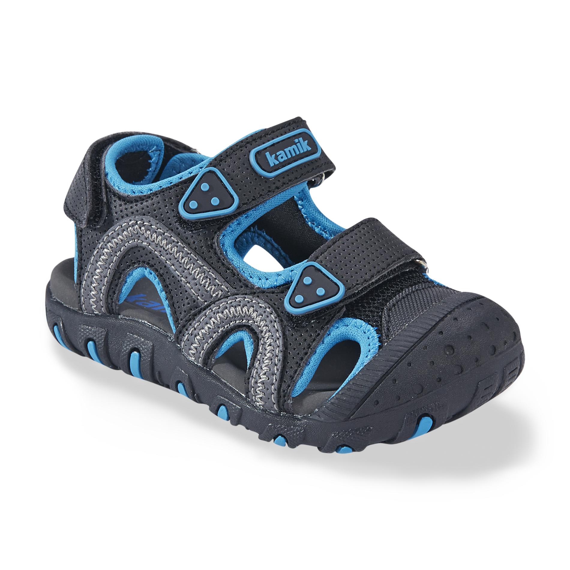 Kamik Toddler Boy's Sea Turtle Black/Blue Velcro Strap Sandal