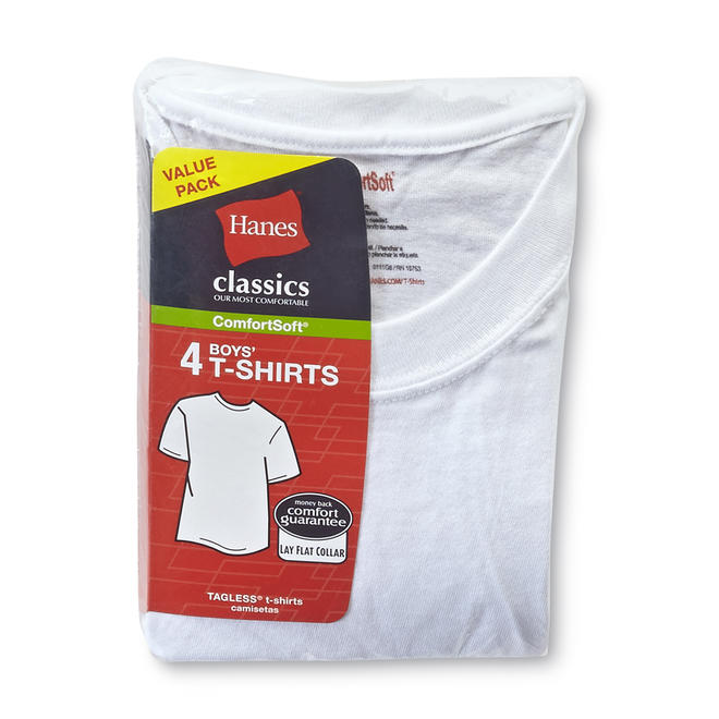 Hanes Boy's Tagless TShirts 4Pack
