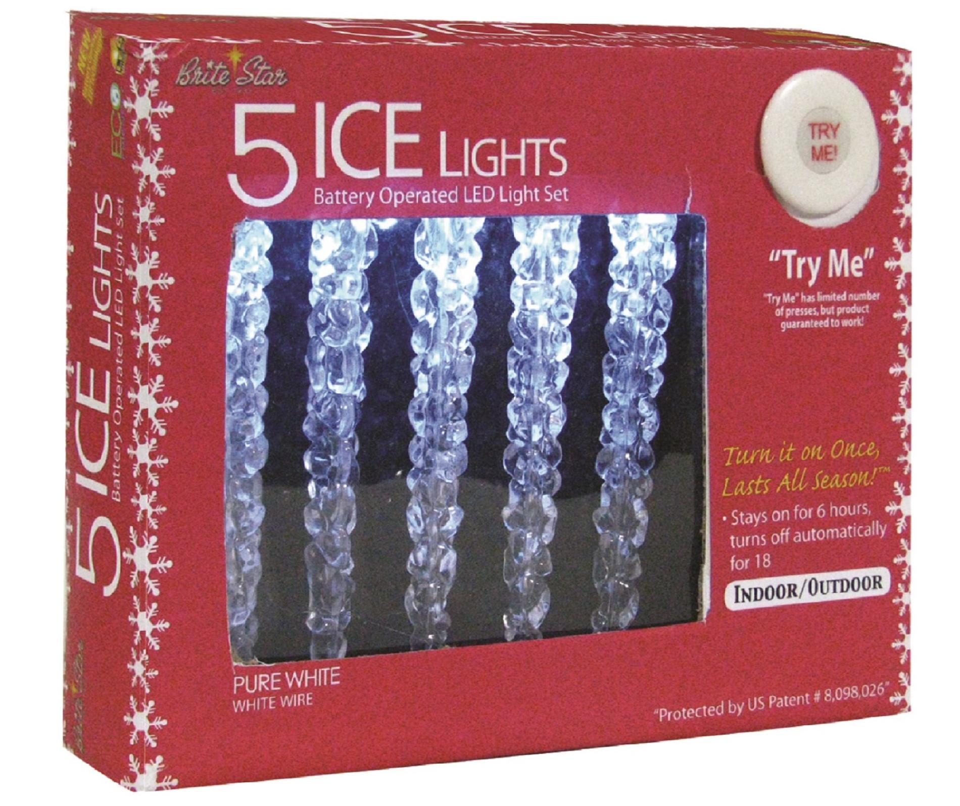 battery operated 5 ct 4.6" ice LED lights, pure white