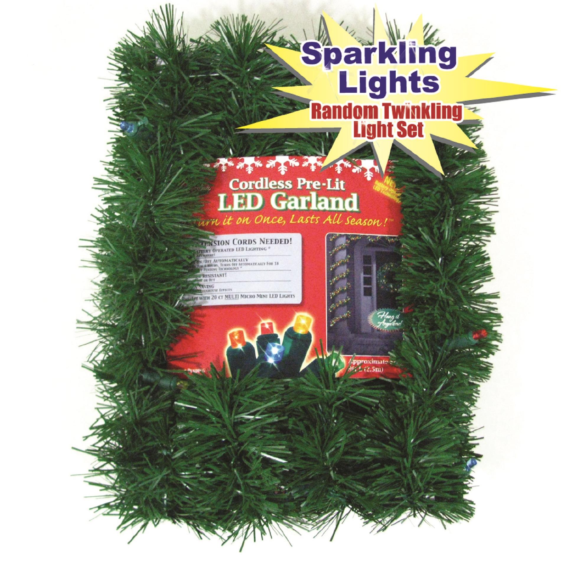 18' lighted pine garland, 35 ct micro mini twinkling, multi