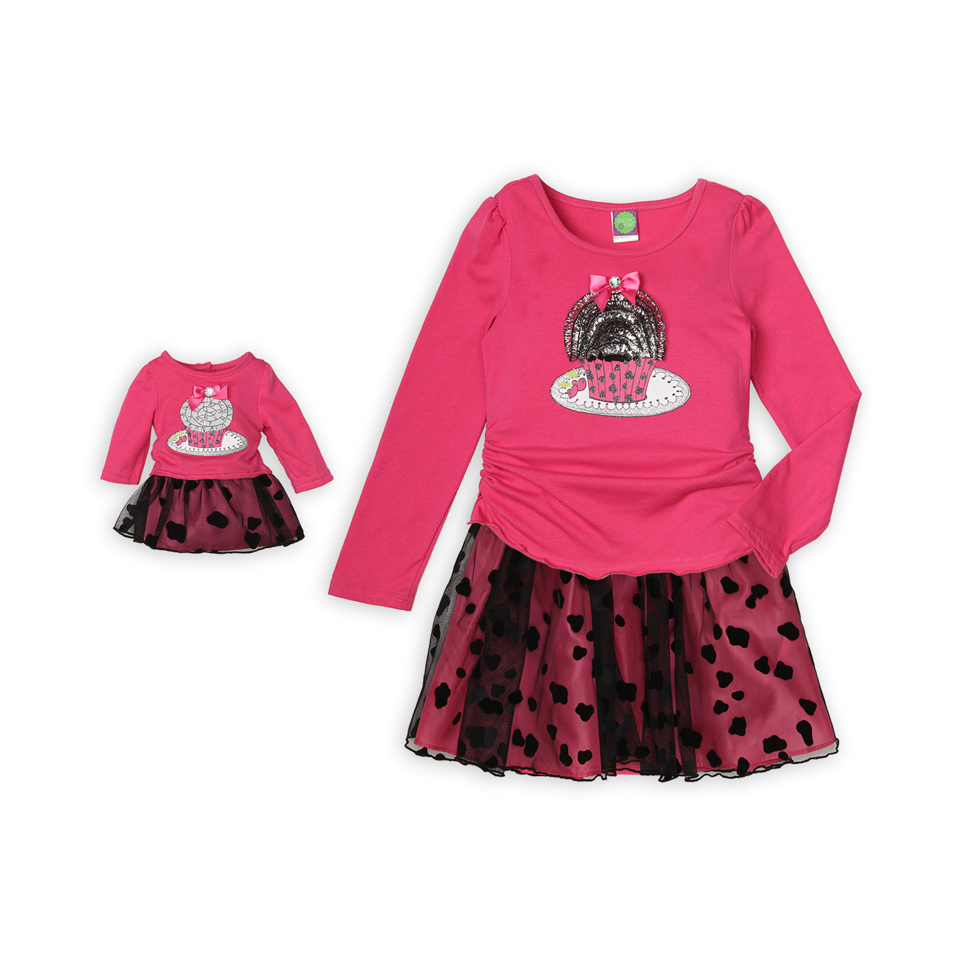 Dollie & Me Girl's Top  Scooter & Doll Outfit - Sequin Cupcake