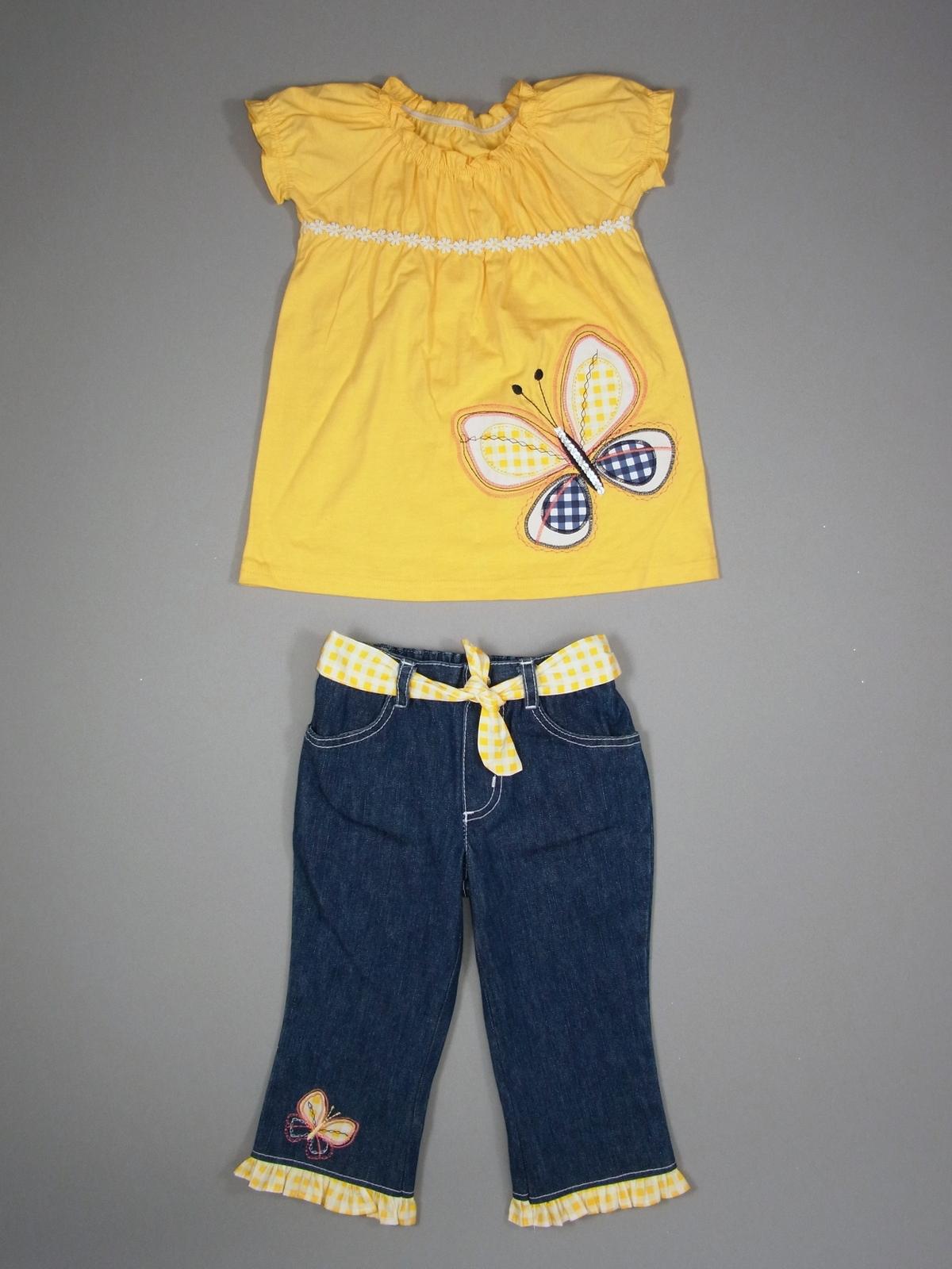 Young Hearts Infant & Toddler Girl's Top  Jeans & Belt - Butterfly