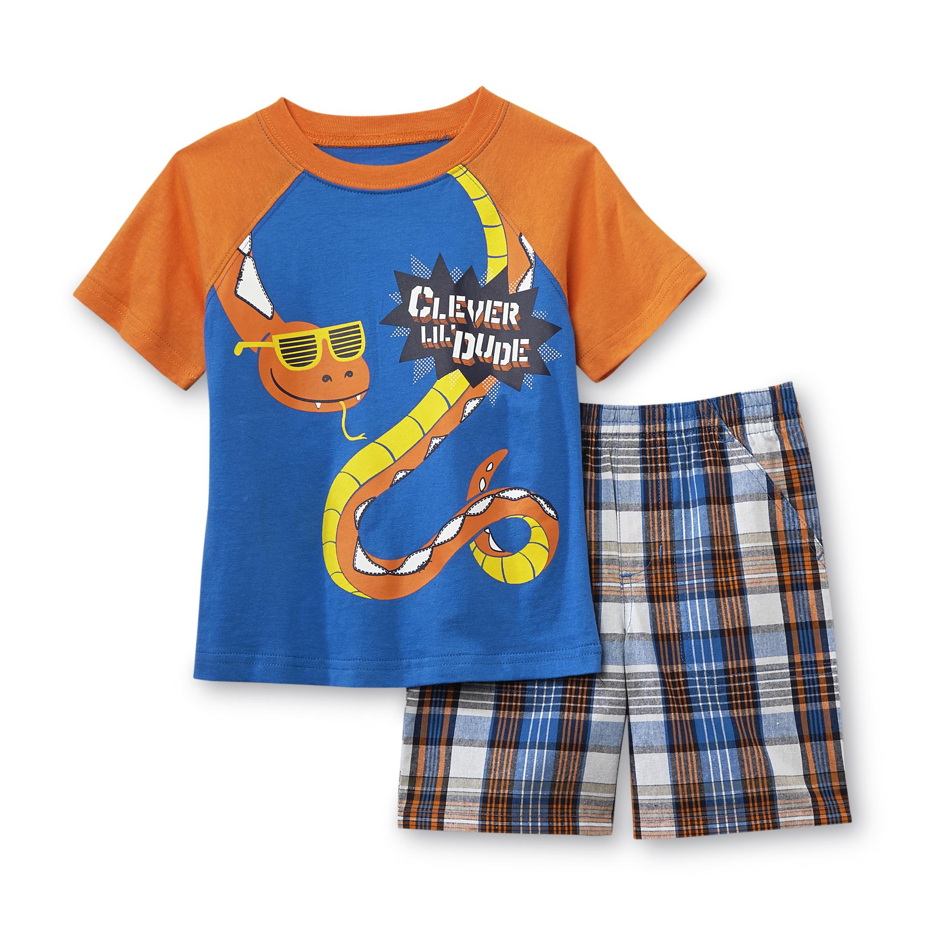 Toughskins Infant & Toddler Boy's Graphic T-Shirt & Plaid Shorts - Snake