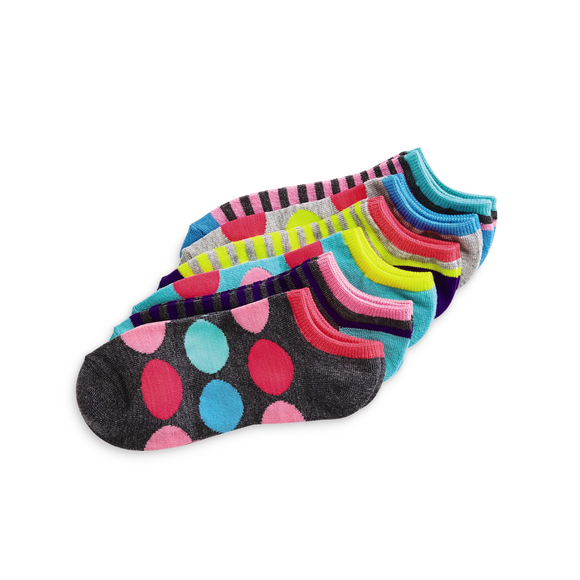 Joe Boxer 6-Pack Women's Low-Cut Socks - Dots & Stripes