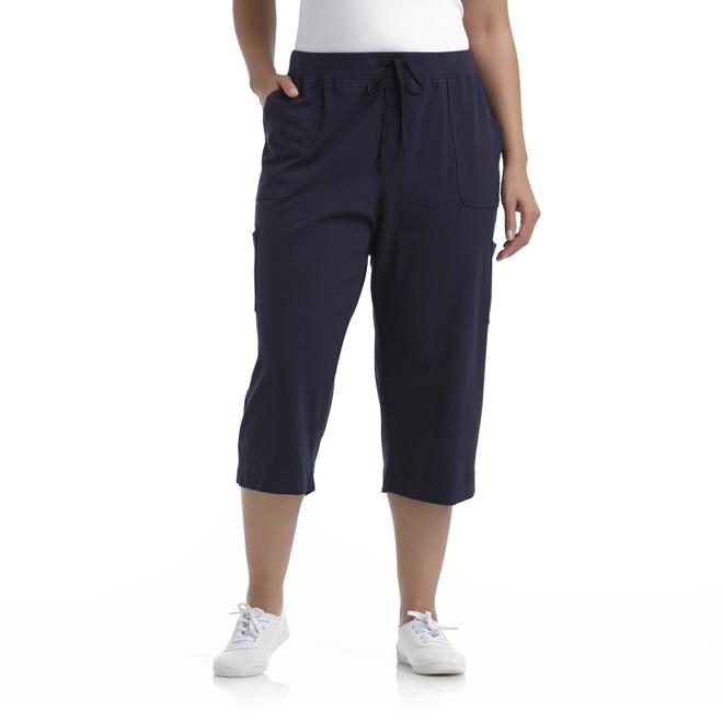 Basic Editions Women's Plus Capri Cargo Pants