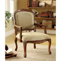 Venetian Worldwide Furniture of America IDF-AC6919 Quintus Accent Arm Chair - Antique Oak