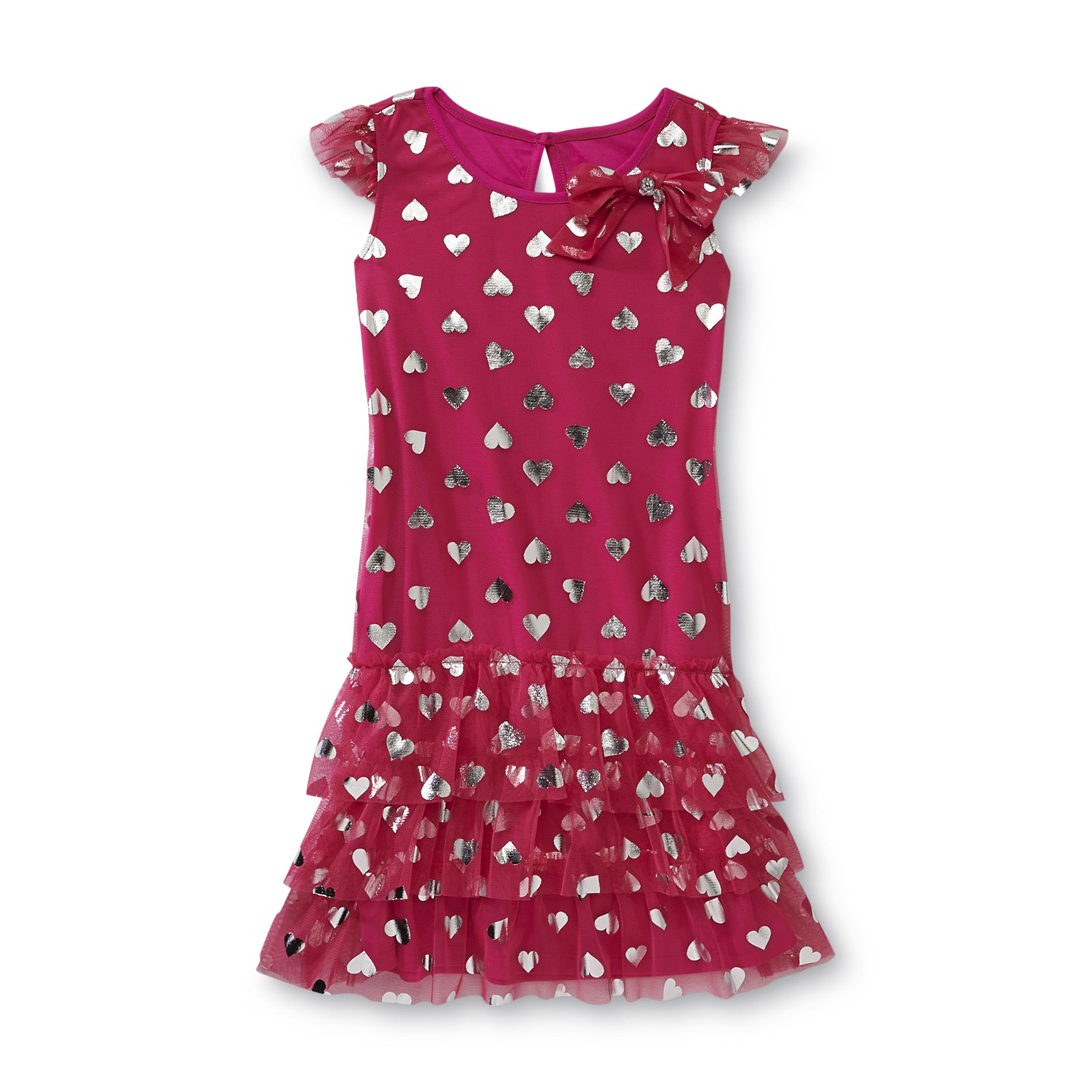 Piper Girl's Foil-Print Dress - Hearts