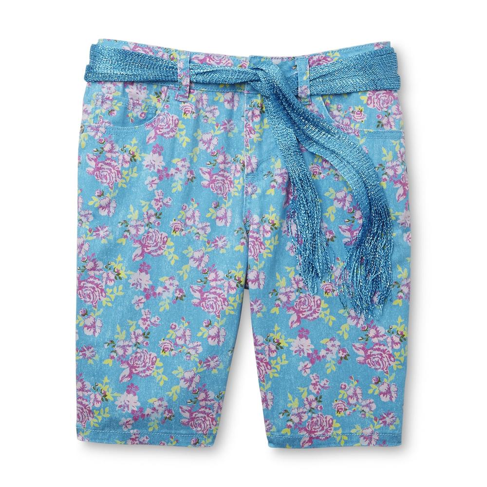 Route 66 Girl's Bermuda Shorts & Belt - Floral