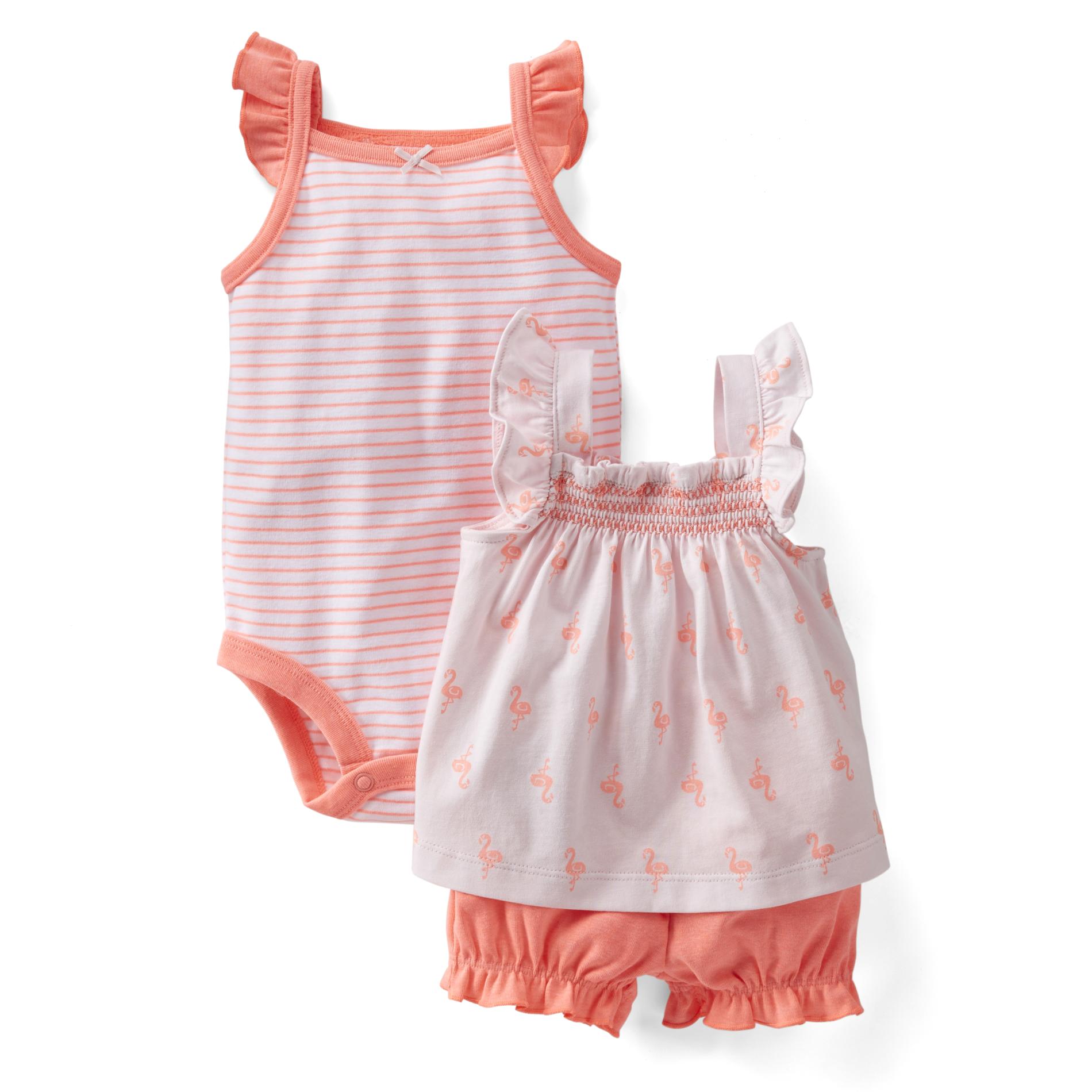 Carter's Newborn & Infant Girls Bodysuit  Top & Diaper Cover - Flamingos