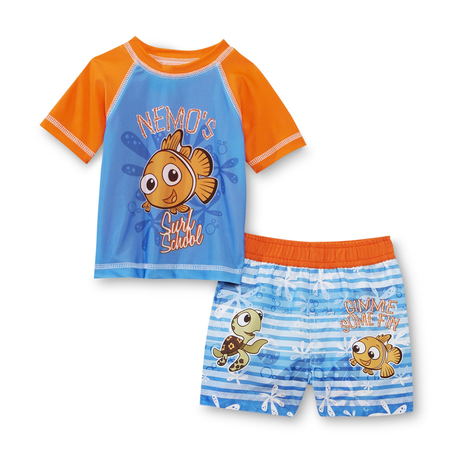 Disney Finding Nemo Newborn Boy's Rash Guard Shirt & Swim Shorts