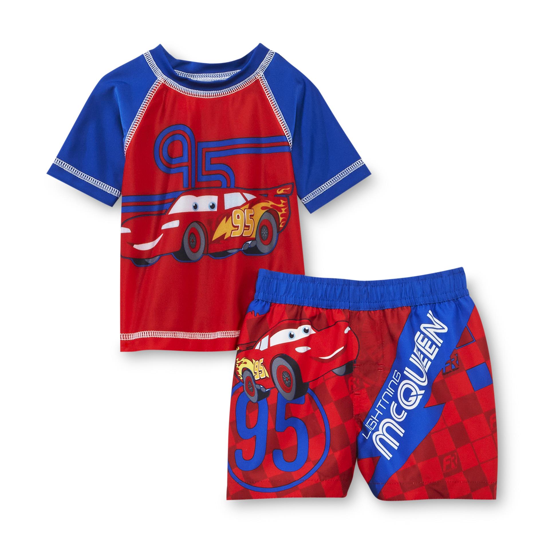 Disney Cars Newborn Boy's Rash Guard Shirt & Swim Shorts