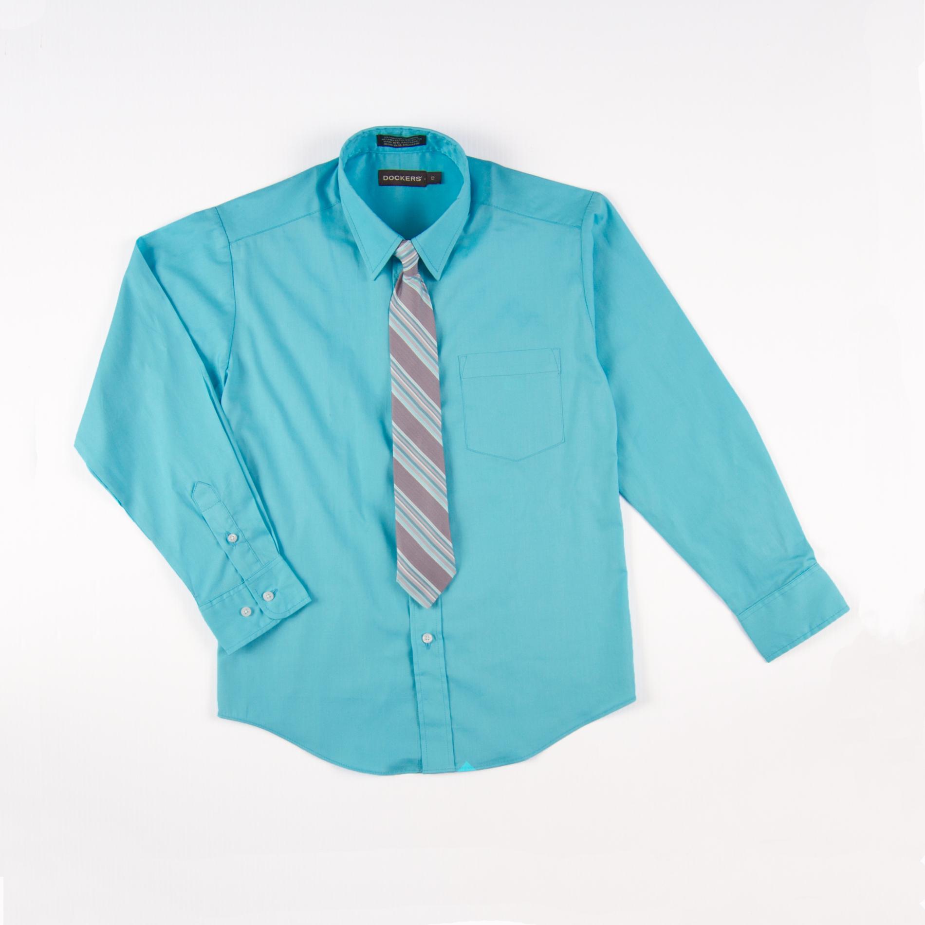 Dockers Boy's Button-Front Dress Shirt & Tie - Striped