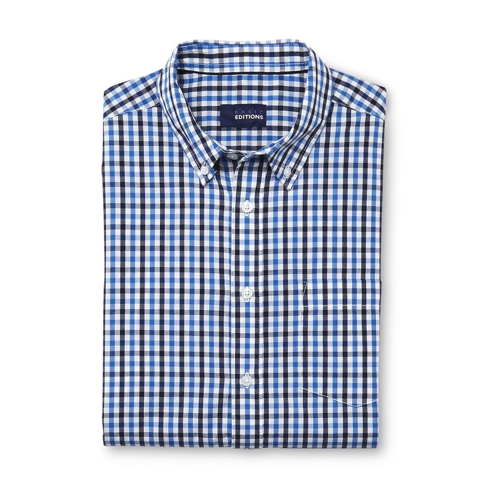 Basic Editions Men's Big & Tall Button-Front Shirt - Gingham