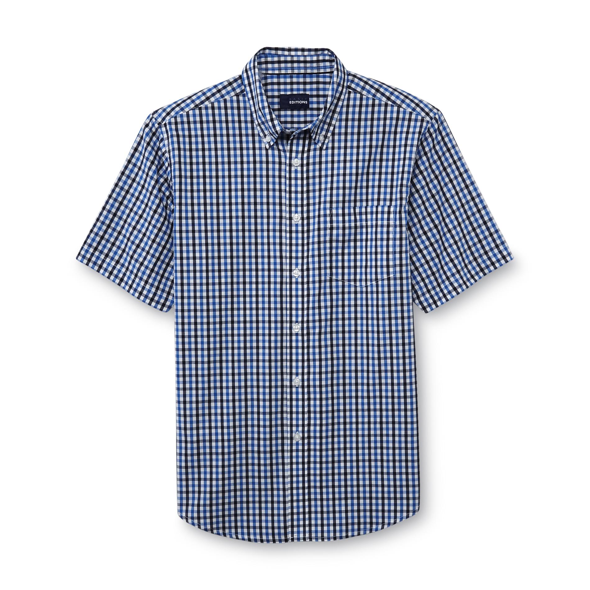 Basic Editions Men's Big & Tall Button-Front Shirt - Gingham