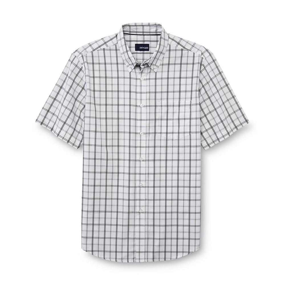 Basic Editions Men's Big & Tall Button-Front Shirt - Windowpane Plaid
