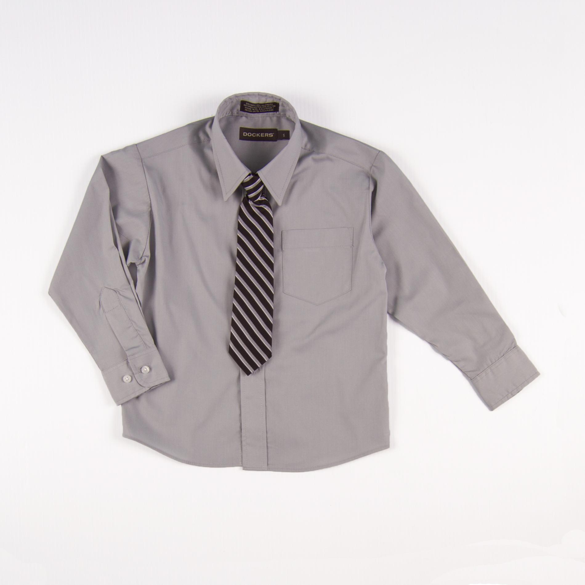 Dockers Boy's Button-Front Dress Shirt & Tie - Striped